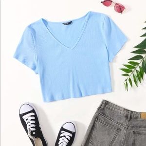 Rib-Knit Cropped Tee